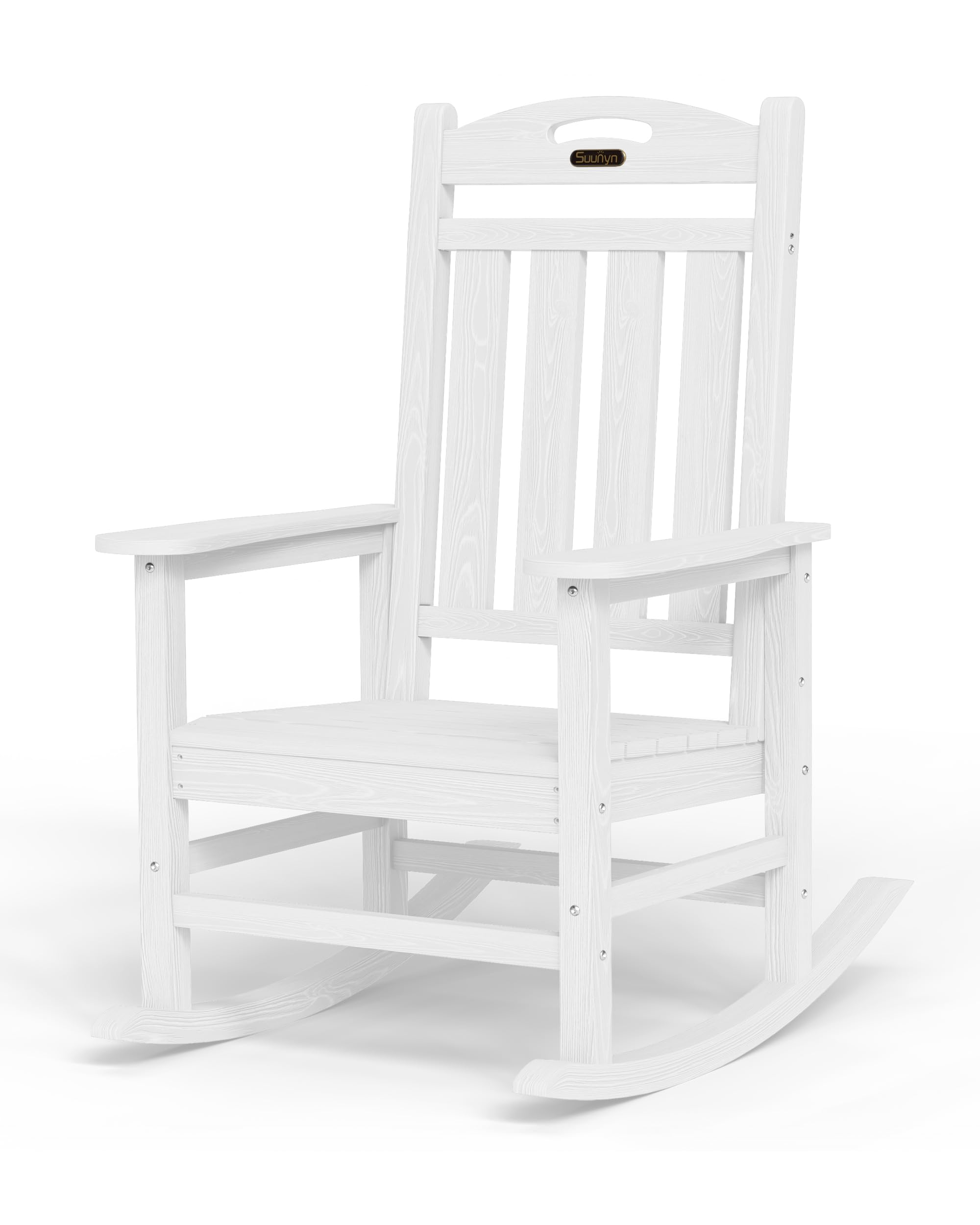 Oversized Outdoor Rocking Chair, High Back Porch Rocker Chair, HDPE All Weather Resistant Rocking Chairs for Patio, 380lbs Weight Capacity, Black