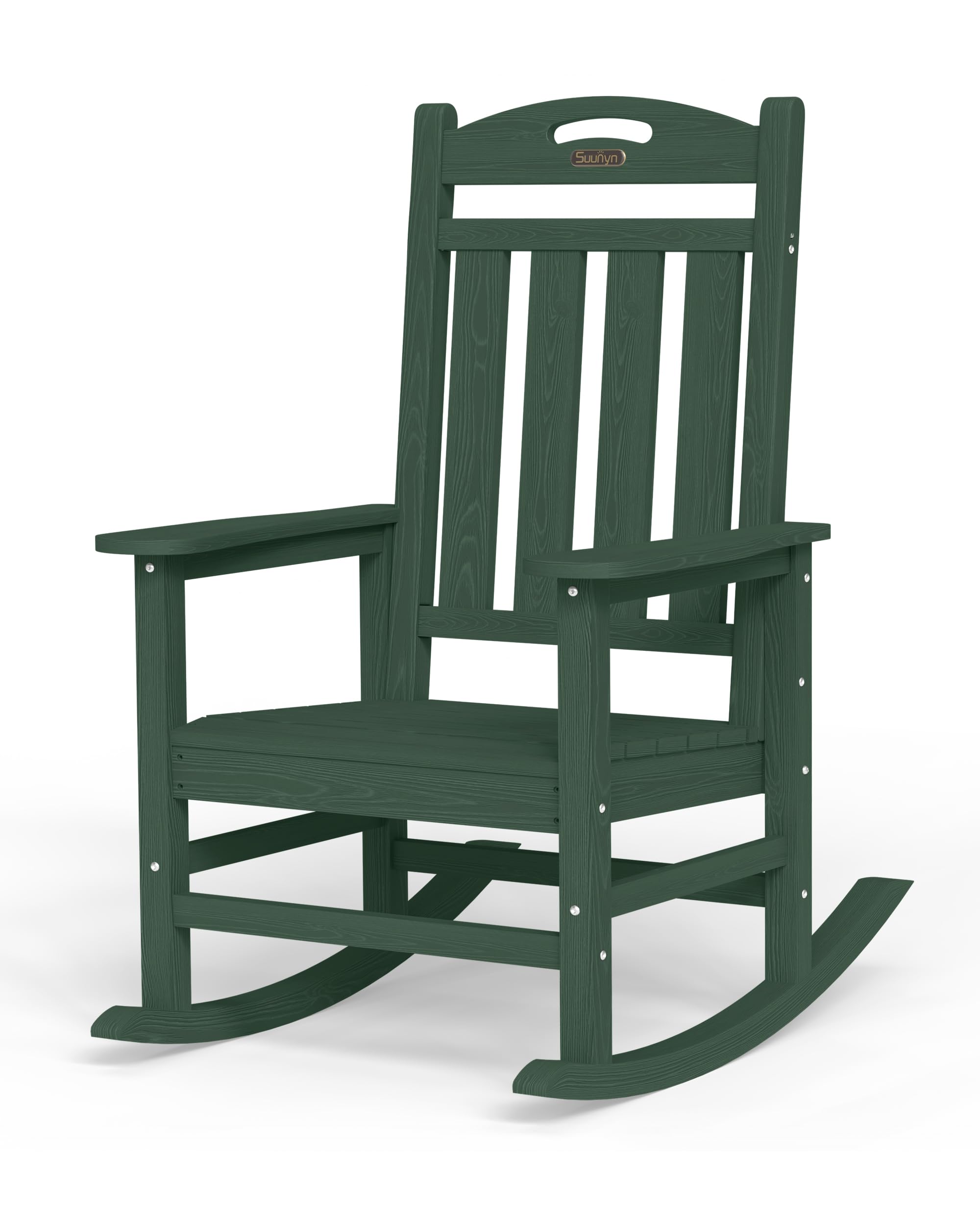 Oversized Outdoor Rocking Chair, High Back Porch Rocker Chair, HDPE All Weather Resistant Rocking Chairs for Patio, 380lbs Weight Capacity, Black