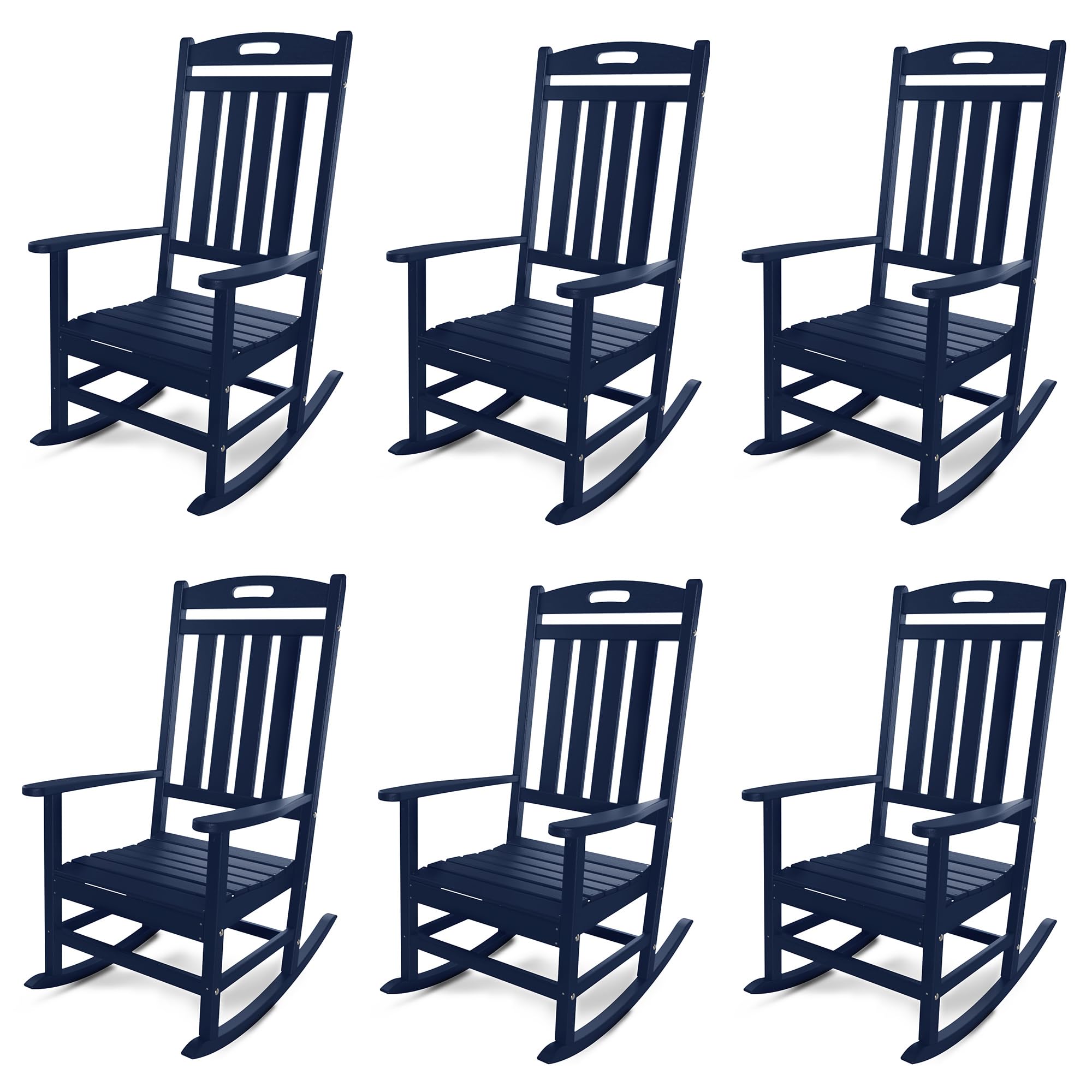 Slate Grey All-Weather Poly Lumber High Back Outdoor Rocking Chair for Porch Garden