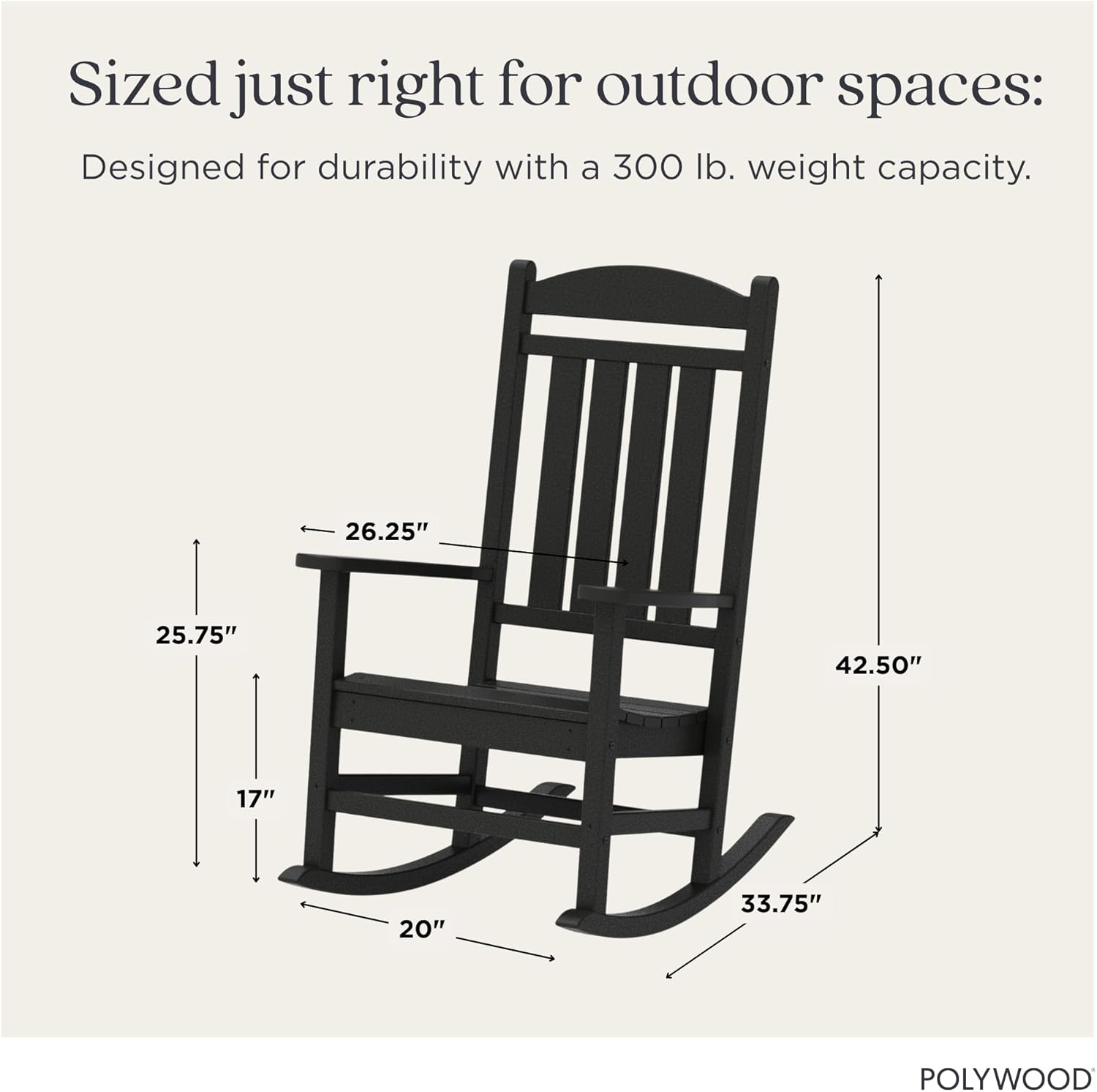 POLYWOOD Presidential Rocking Chair in Black