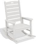 SERWALL HDPE Outdoor Rocking Chair, Oversized Rocking Chair with Footboard, High Back Porch Rocker Chair with 350lbs Support, White