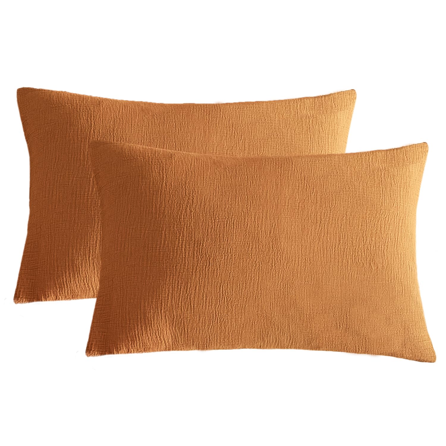 SE SOFTEXLY Muslin Pillowcases Standard Size 100% Cotton, 2 Pack Pillow Shams with Envelope Closure, Ultral Soft and Breathable Pillow Case Covers, Off-White, 20" X 26", No Filling