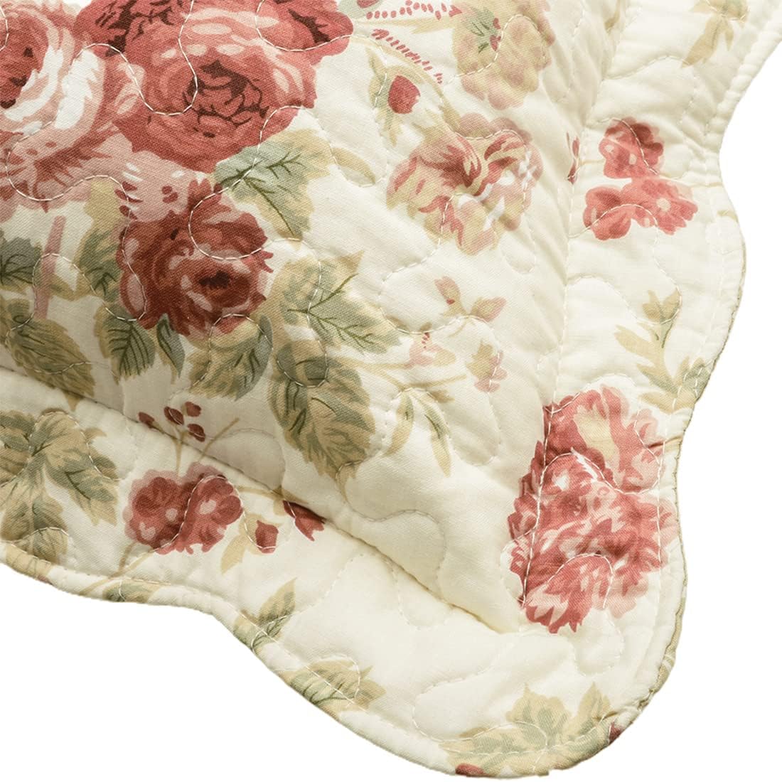 vctops Boho Floral Patchwork Pillow Shams Pack of 2 Farmhouse 100% Cotton Quilted Soft Decorative Pillow Cases Set (Flower,Queen)