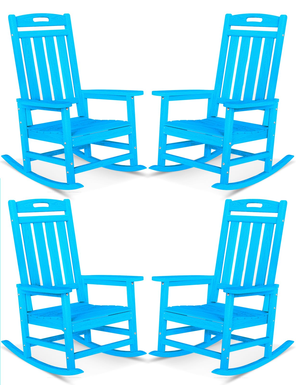 Outdoor Rocking Chair, High Back HDPE Patio Chair, All Weather Rocker Porch Chair, Lawn Chair for Deck, Porch, Backyard, Garden and Indoor, Black