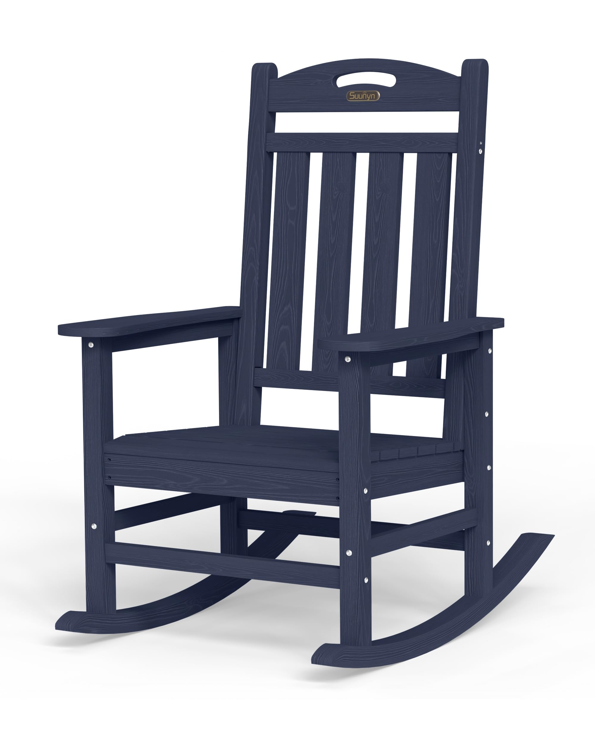 Oversized Outdoor Rocking Chair, High Back Porch Rocker Chair, HDPE All Weather Resistant Rocking Chairs for Patio, 380lbs Weight Capacity, Black