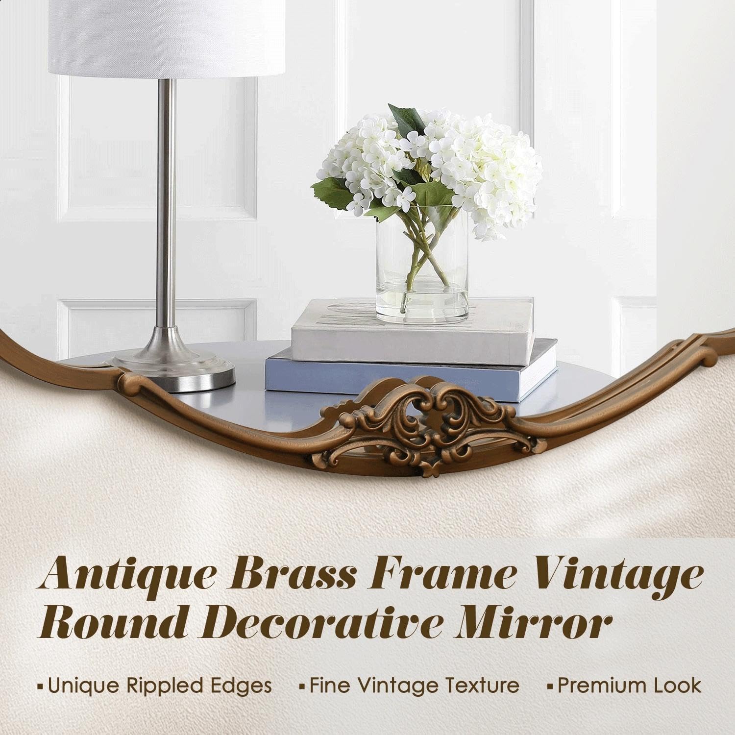 Besdomus Vintage Gold Wall Mirror: 33"x19.5" Baroque Antique Mirror - Vertical or Horizontal Hanging for Entryway/Bathroom/Living Room Wall Mounted - Ideal for Home Decor Enthusiast