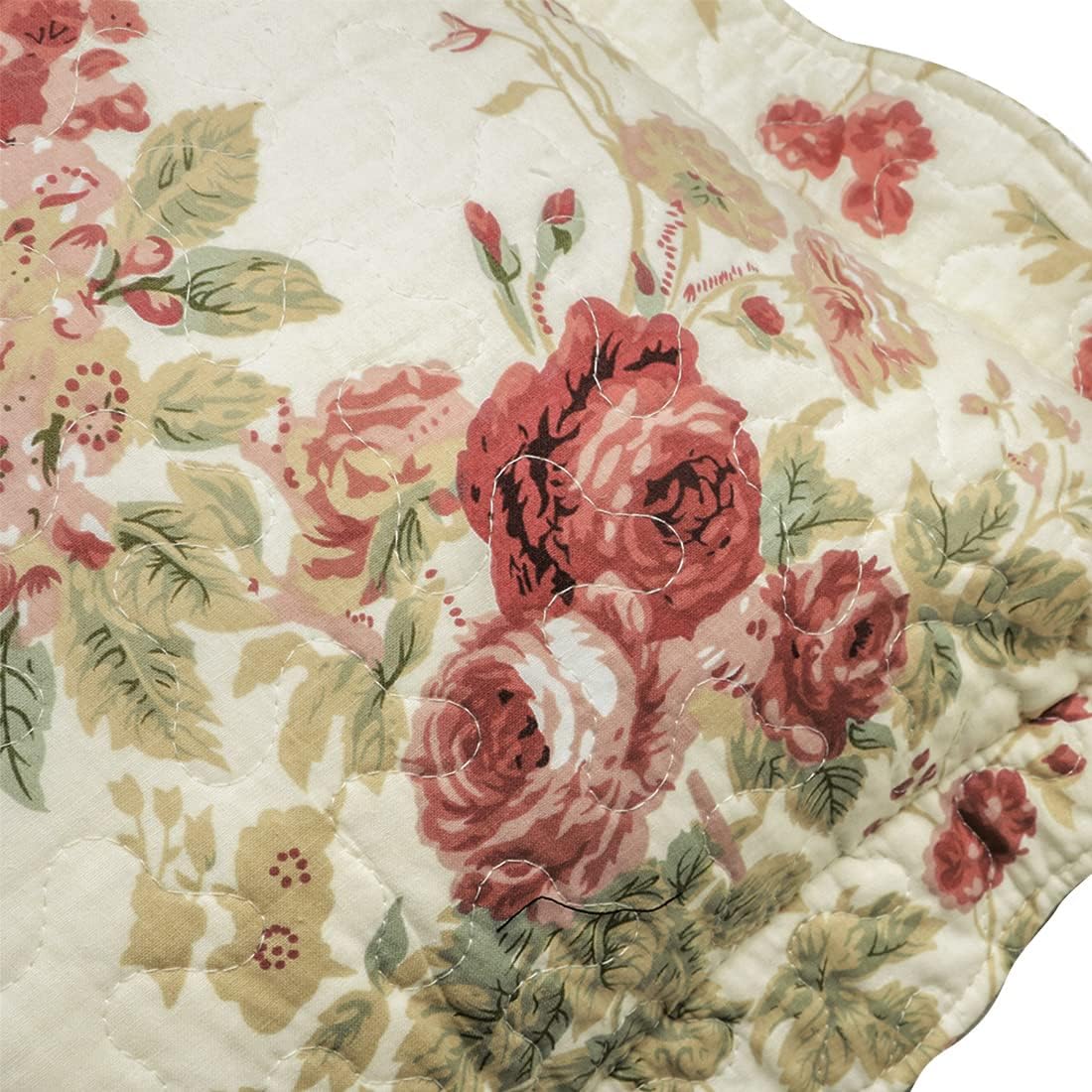 vctops Boho Floral Patchwork Pillow Shams Pack of 2 Farmhouse 100% Cotton Quilted Soft Decorative Pillow Cases Set (Flower,Queen)