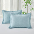 WINLIFE 100% Cotton Quilted Pillow Sham Floral Printed Pillow Cover White
