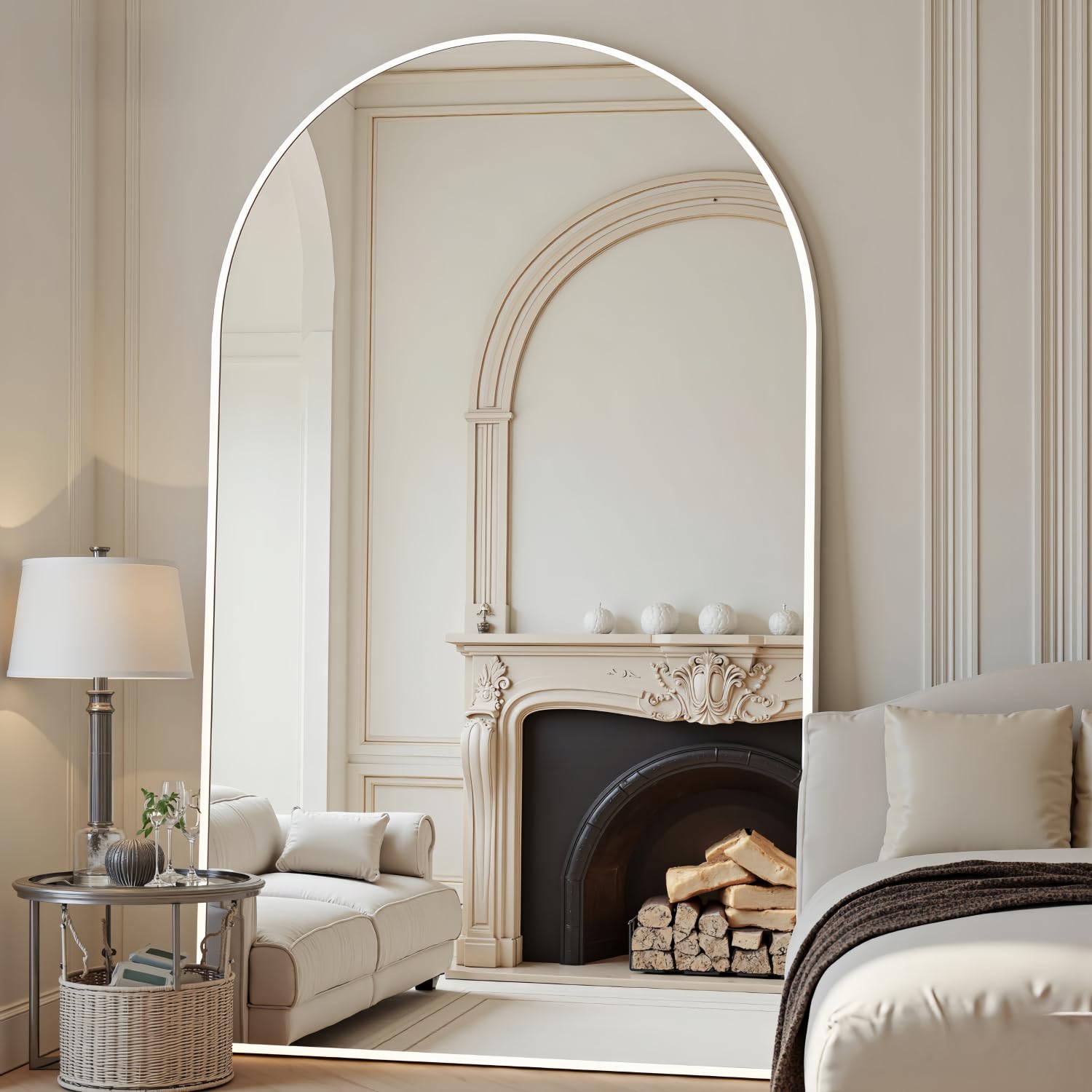 22"×30" Bronze Arched Wall Mirror, Vintage Baroque Metal Framed Mirror for Bathroom Entryway
