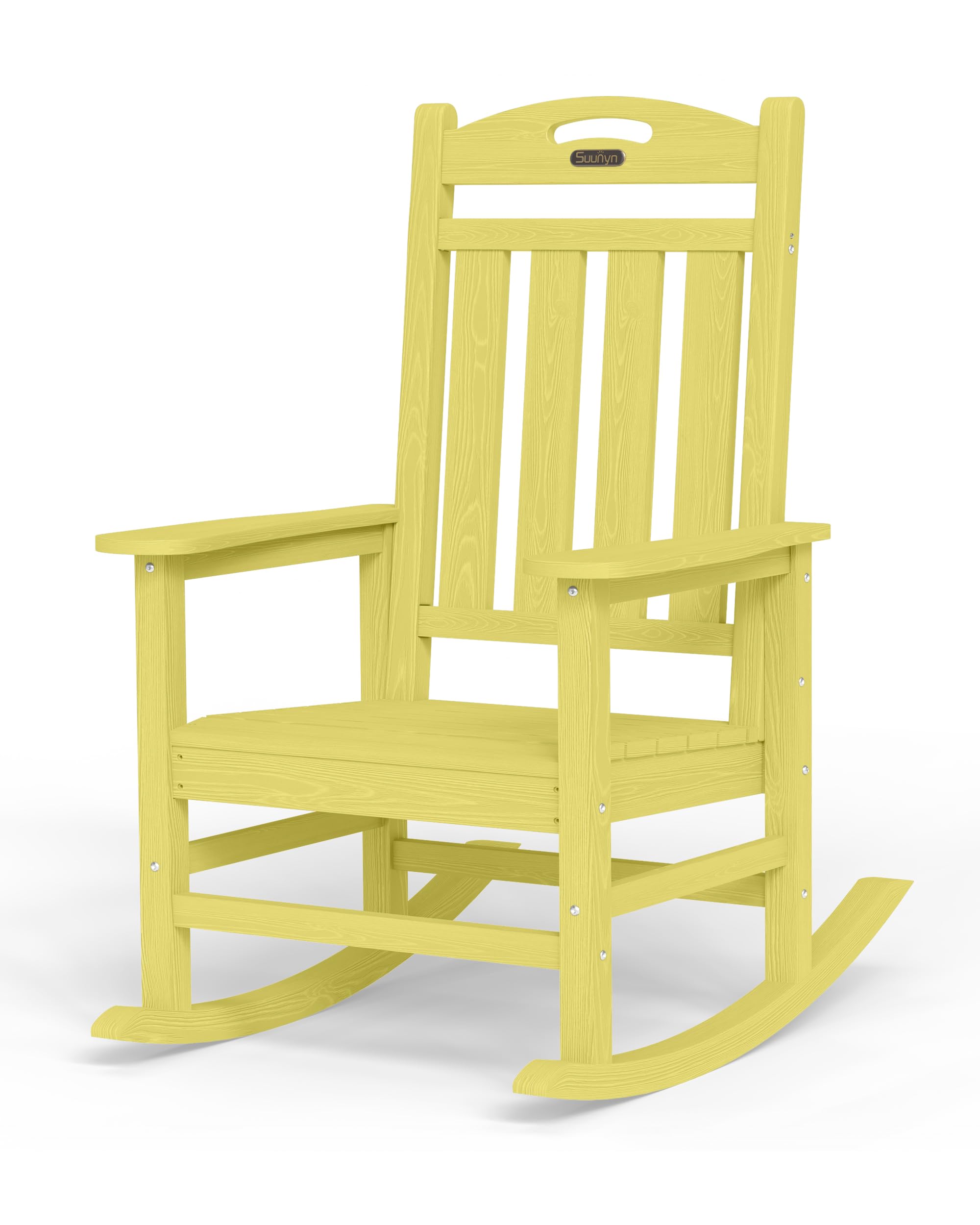 Oversized Outdoor Rocking Chair, HDPE All Weather Resistant Patio Rocking Chair, High Back Porch Rocking Chair, 380lbs Weight Capacity, Dark Grey