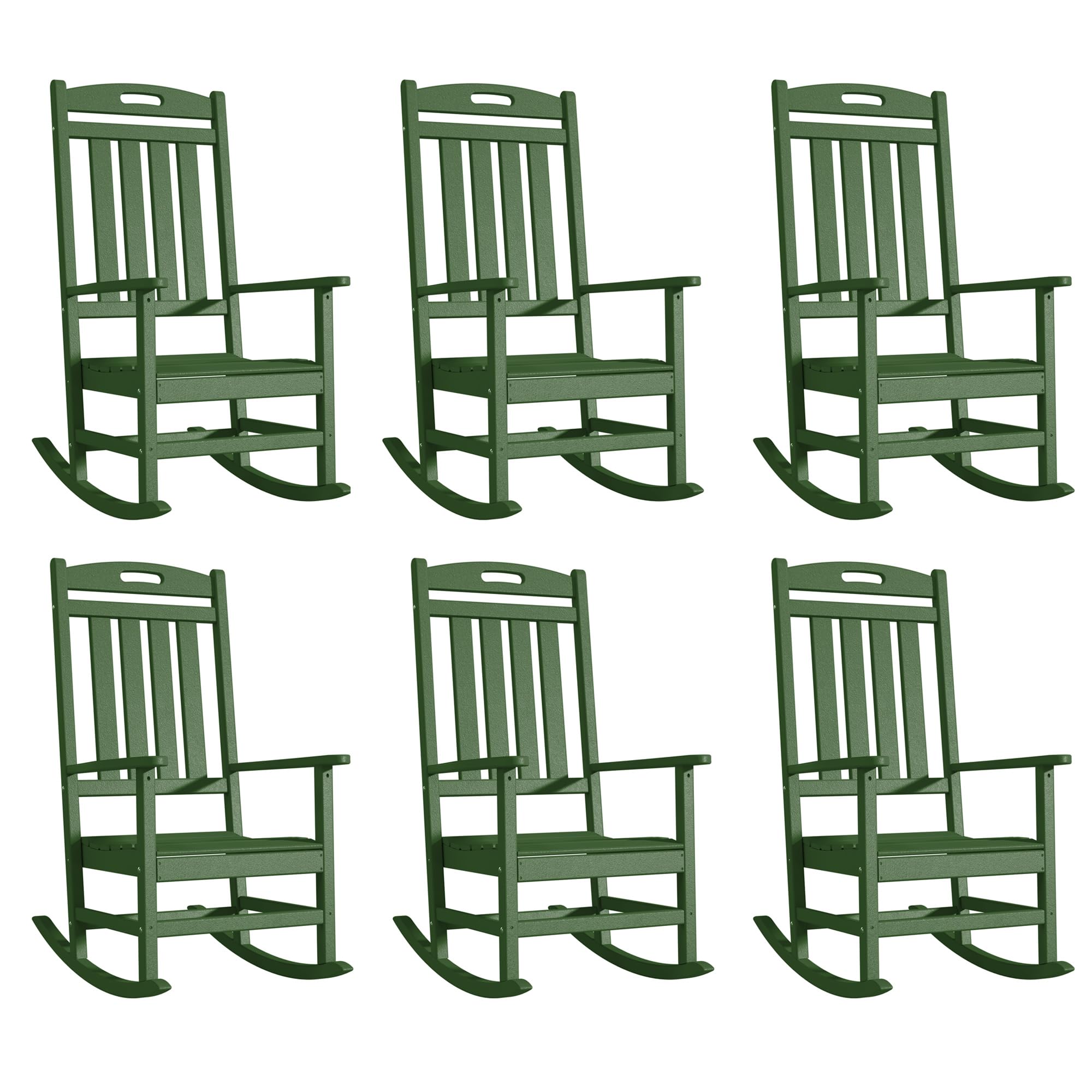 Slate Grey All-Weather Poly Lumber High Back Outdoor Rocking Chair for Porch Garden