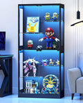 Lamtor 69-Inch Glass Display Cabinet - Adjustable Shelves Display Case, Curio Cabinet with RGB Lighting, for Game Room, Living Room, Bedroom, White