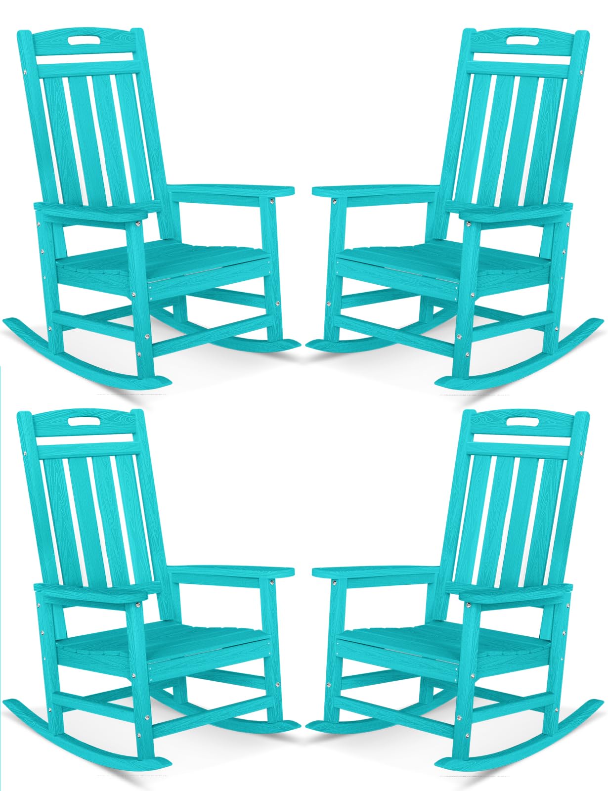 Outdoor Rocking Chair, High Back HDPE Patio Chair, All Weather Rocker Porch Chair, Lawn Chair for Deck, Porch, Backyard, Garden and Indoor, Black