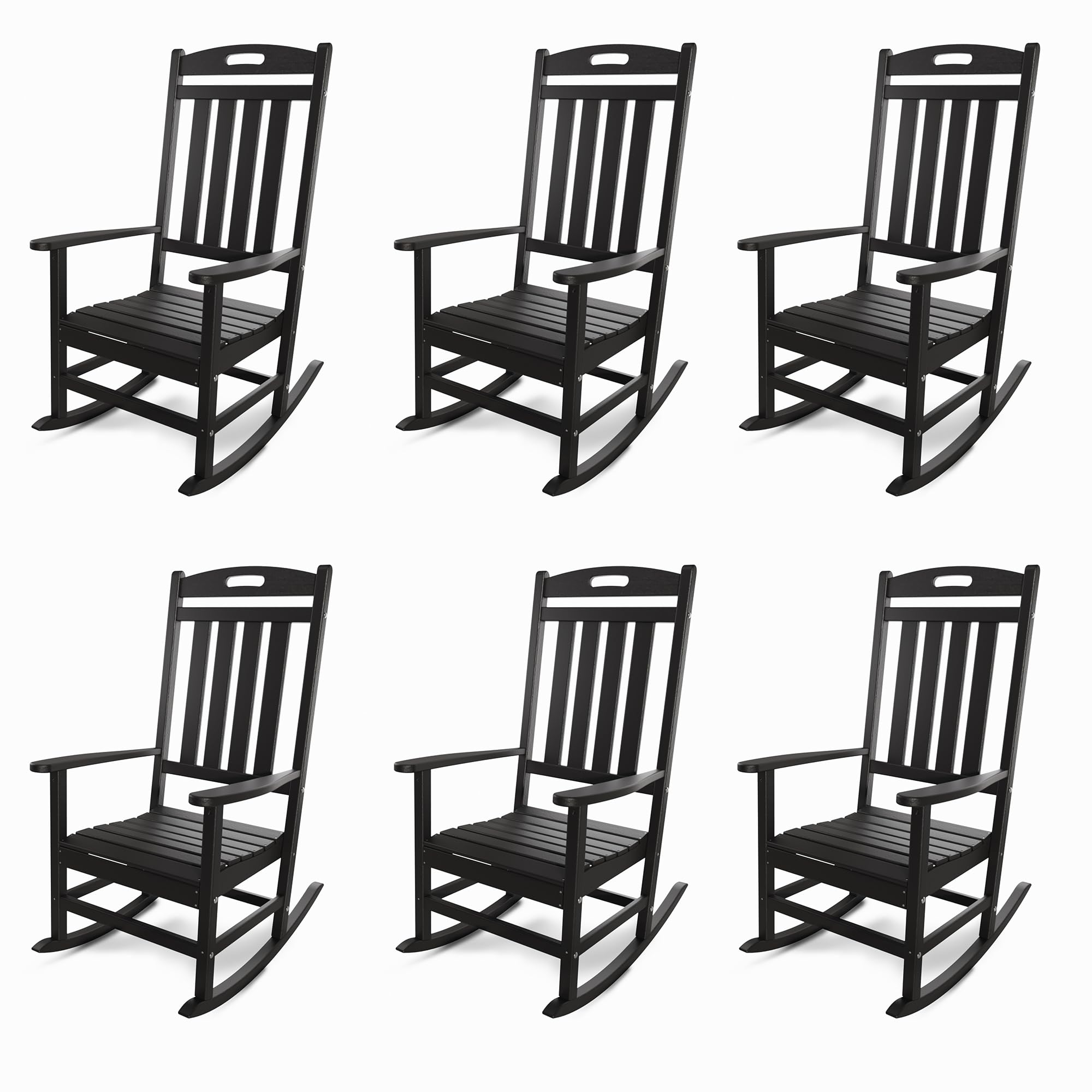 Slate Grey All-Weather Poly Lumber High Back Outdoor Rocking Chair for Porch Garden