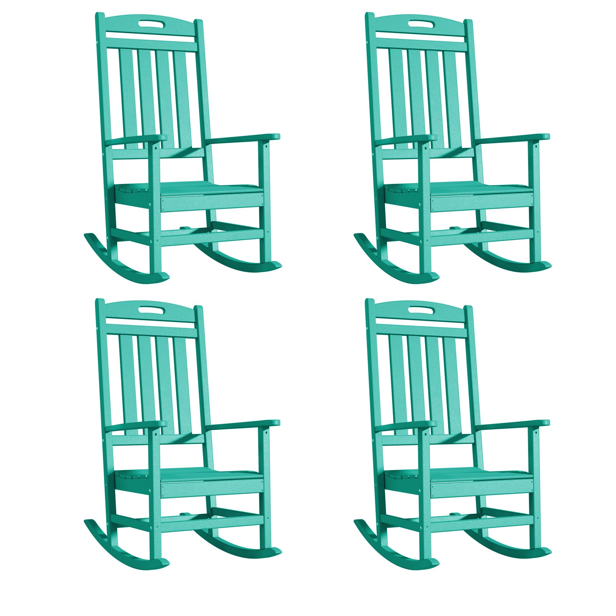 Slate Grey All-Weather Poly Lumber High Back Outdoor Rocking Chair for Porch Garden