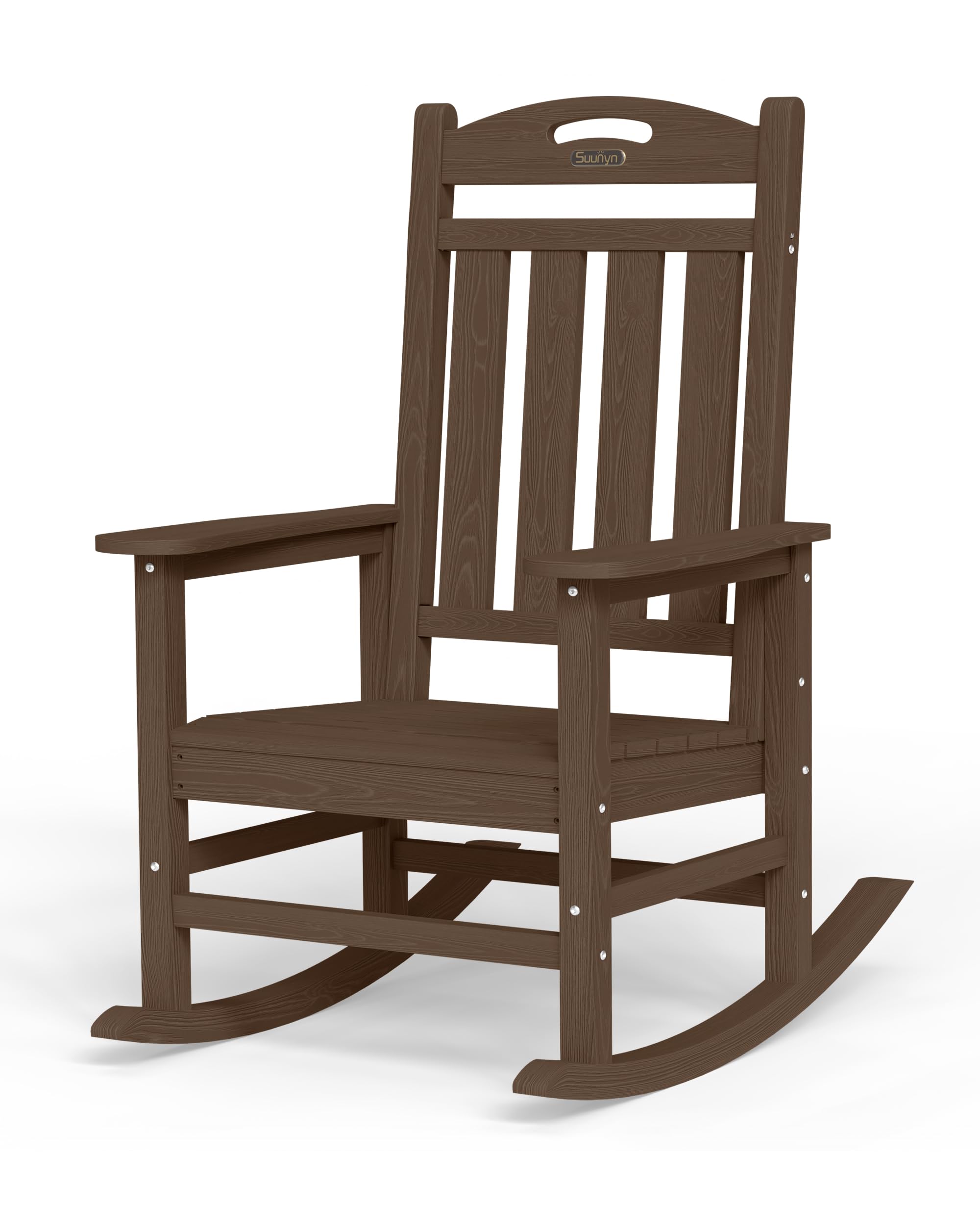 Oversized Outdoor Rocking Chair, High Back Porch Rocker Chair, HDPE All Weather Resistant Rocking Chairs for Patio, 380lbs Weight Capacity, Black