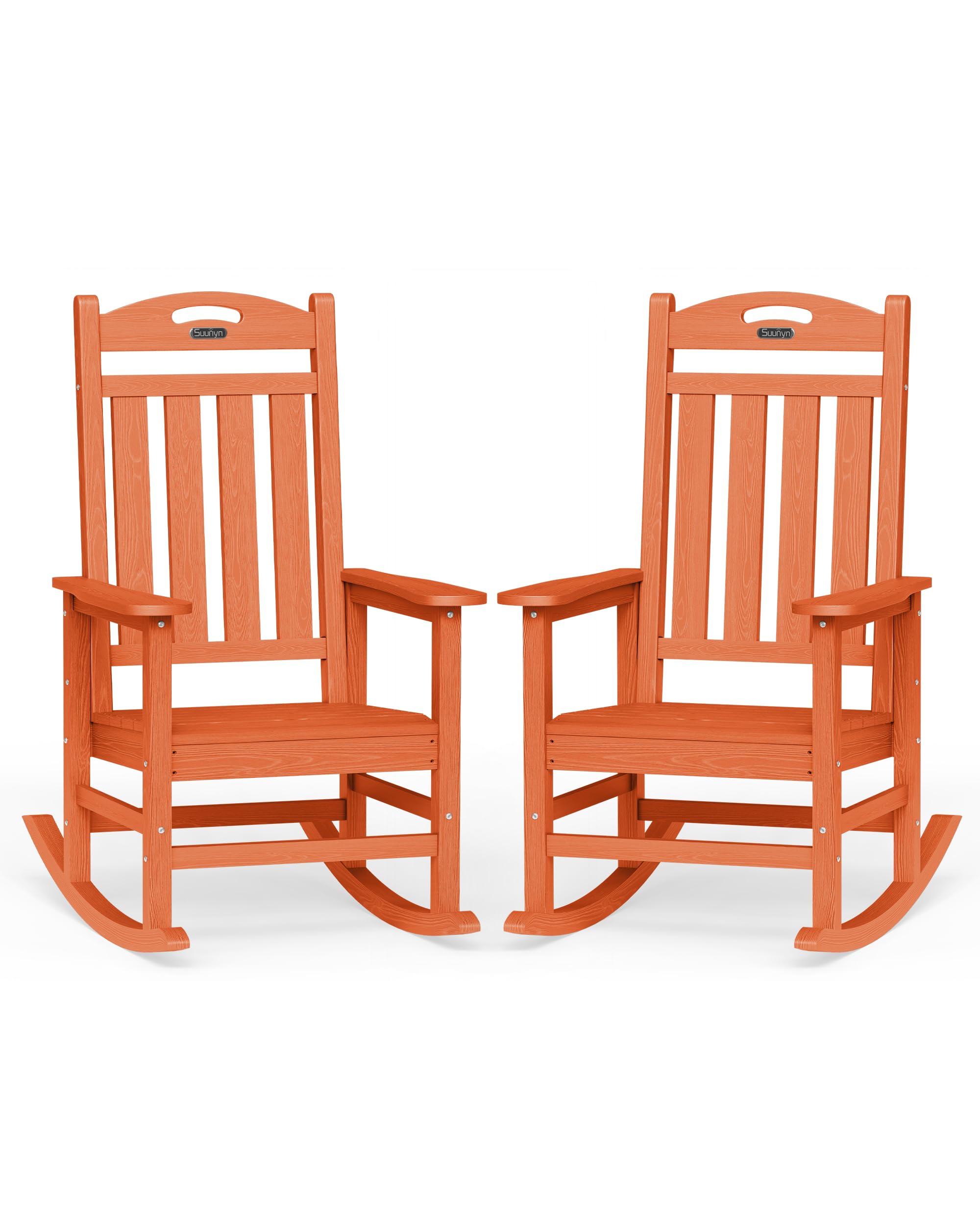 Oversized Outdoor Rocking Chair, High Back Porch Rocker Chair, HDPE All Weather Resistant Rocking Chairs for Patio, 380lbs Weight Capacity, Black