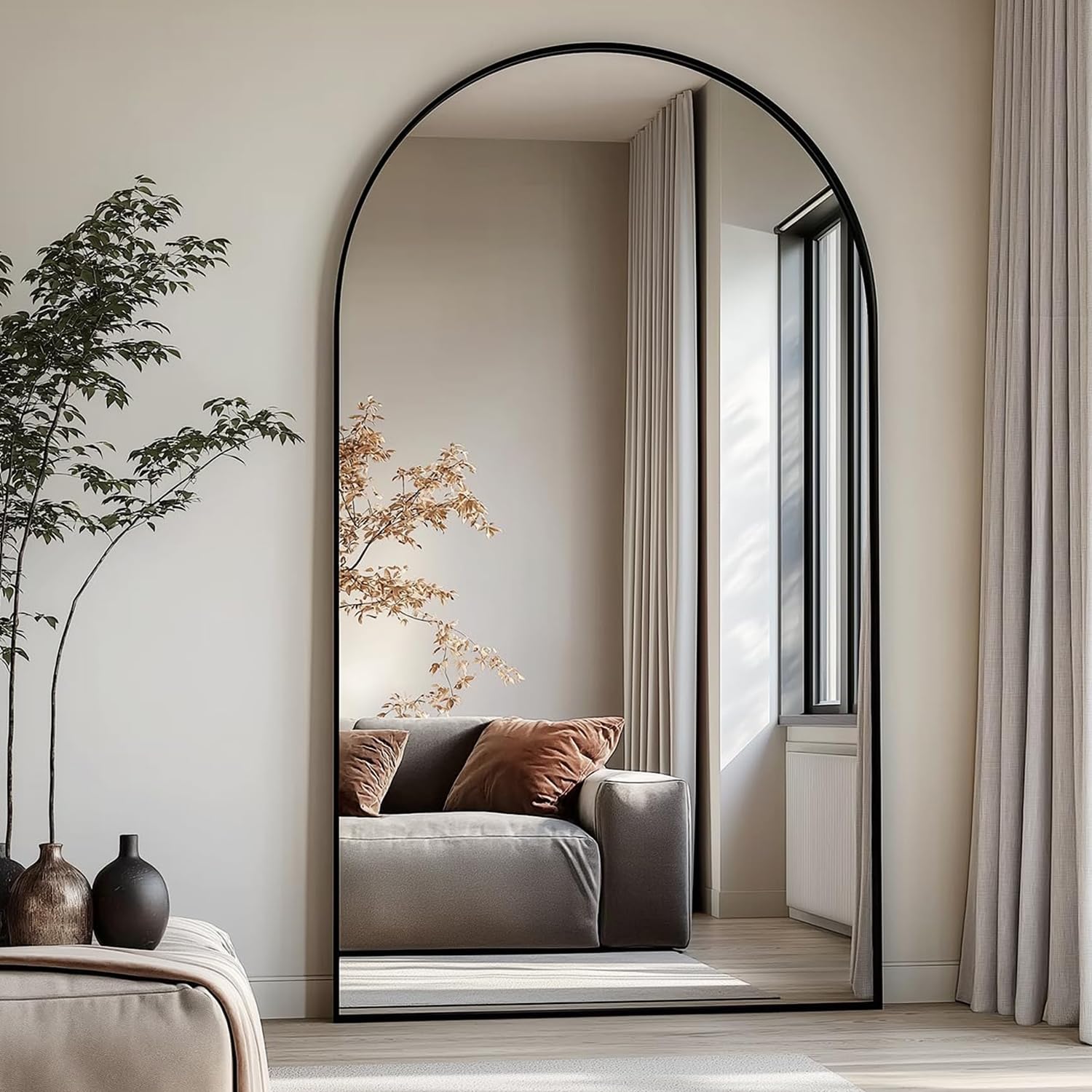 22"×30" Bronze Arched Wall Mirror, Vintage Baroque Metal Framed Mirror for Bathroom Entryway