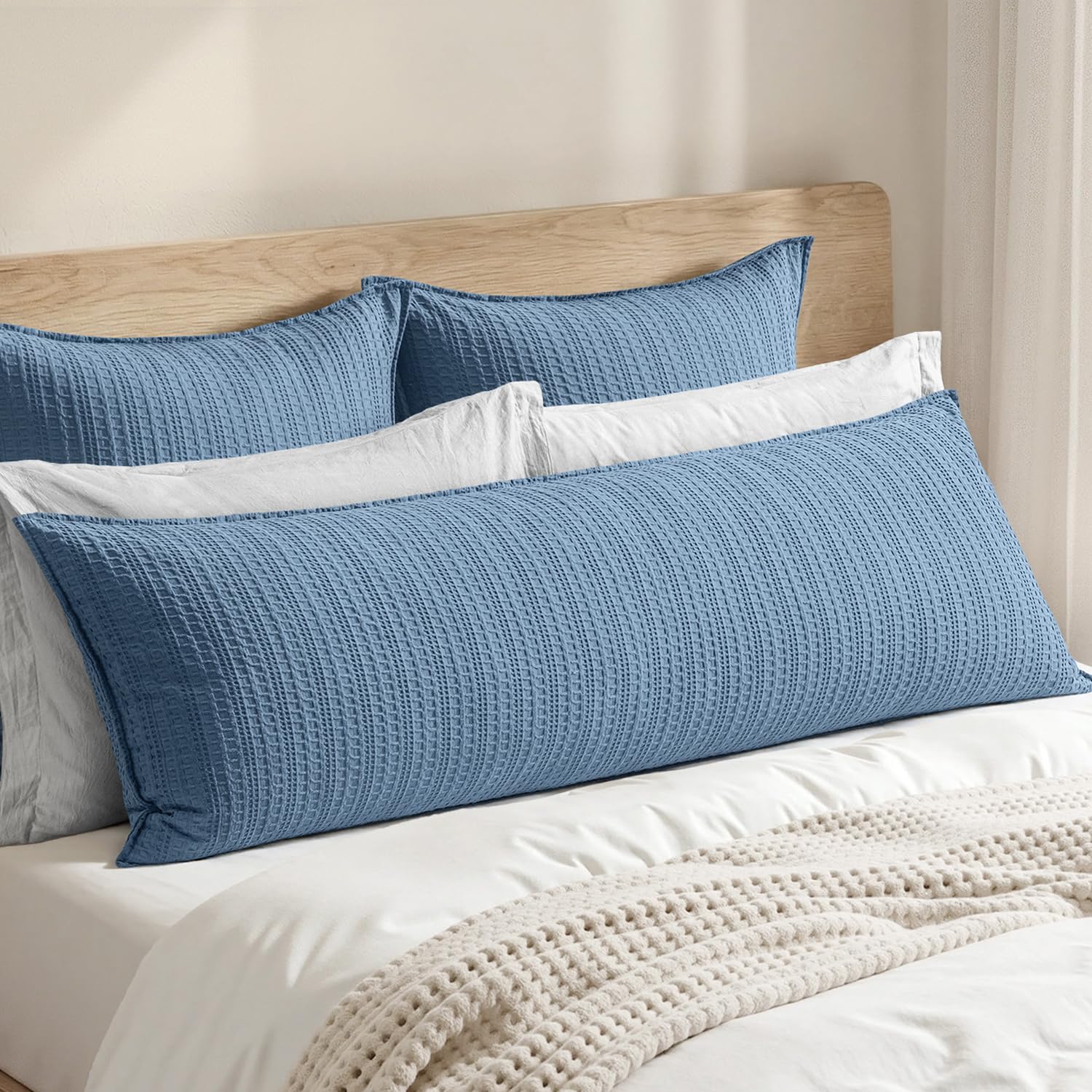 100% Cotton Waffle Pillow Shams Standard Size, 2 Pack 20x26 Decorative Pillow Covers for Bed Couch Sofa, Neutral Weave Cushion Cases Modern Farmhouse Home Decor, Brown
