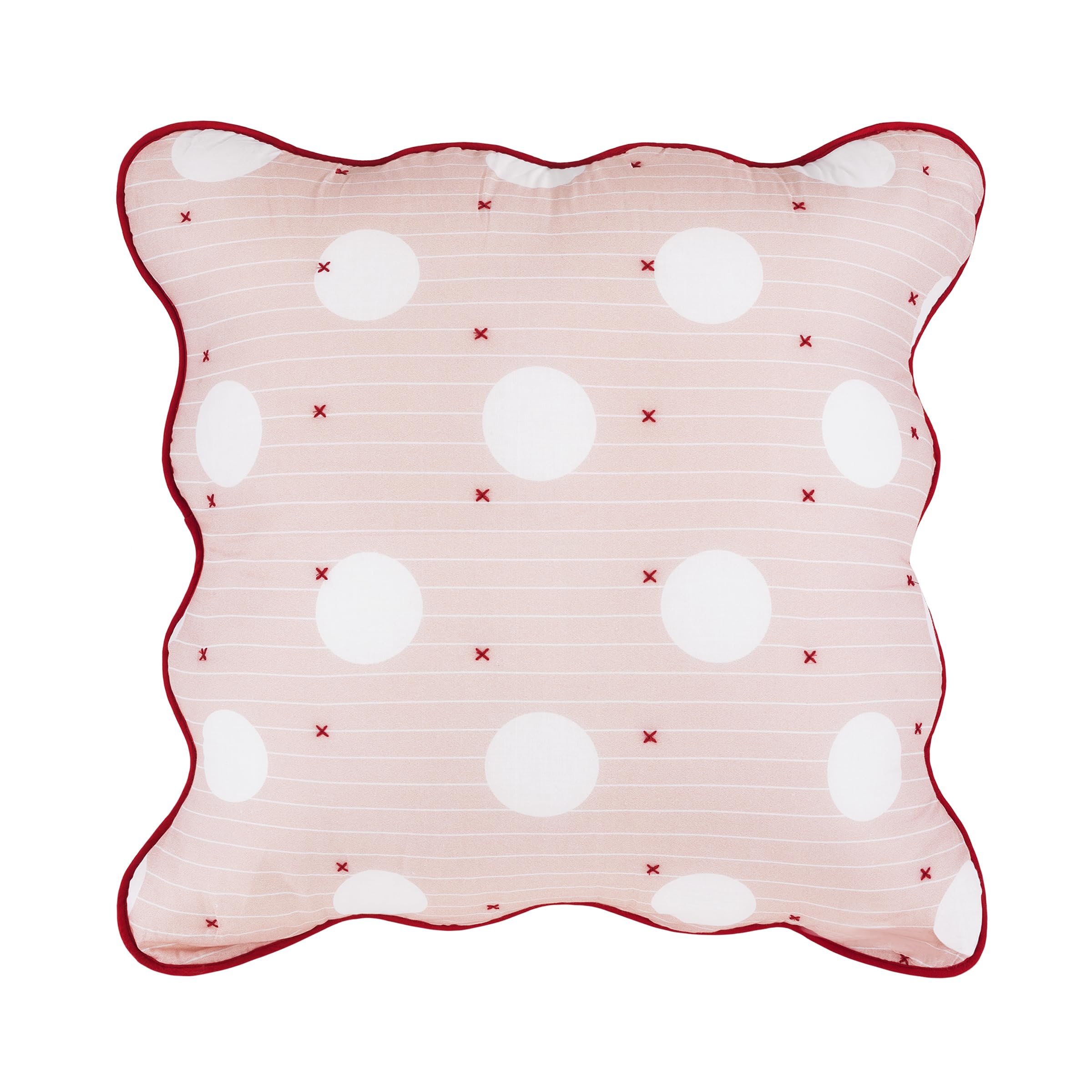 kate spade new york Scalloped Edge Euro Sham, 26" x 26" Decorative Pillow Cover, Single 100% Cotton Cover, Machine Washable, Navy