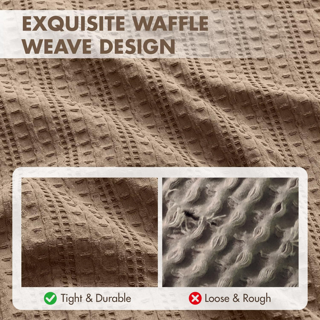 100% Cotton Waffle Pillow Shams Standard Size, 2 Pack 20x26 Decorative Pillow Covers for Bed Couch Sofa, Neutral Weave Cushion Cases Modern Farmhouse Home Decor, Brown